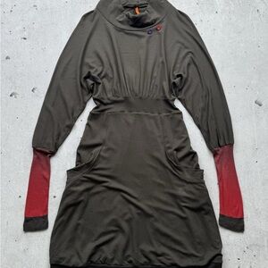 Cop.Copine Black and Red Long Sleeve Dress